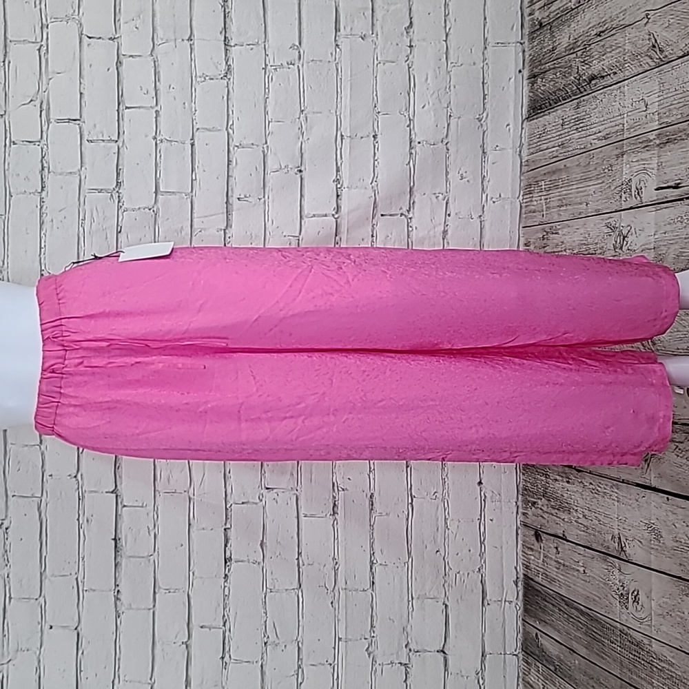 Callahan Silky Flowy Viscose High Rise Wide Leg Pull On Nia Pant in Pink - NWT